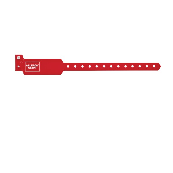 Wristband - Poly - Allergy Alert 5/8" x 10" Red w/White